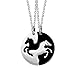 Uloveido Collier en acier inoxydable avec pendentif rond assorti pour couple Yin Yang, Cristal, Oxyde de Zirconium