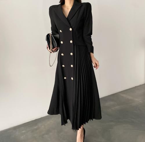 Dîner de manteau blazer long à double boutonnage géométrique - 2