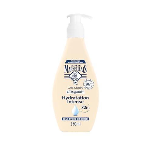 Le Petit Marseillais | Leche corporal L'Original (frasco bomba de 250 ml) – Cuidado corporal hidratación intensa 72 h – Leche hidratante corporal con 96% de ingredientes de origen natural