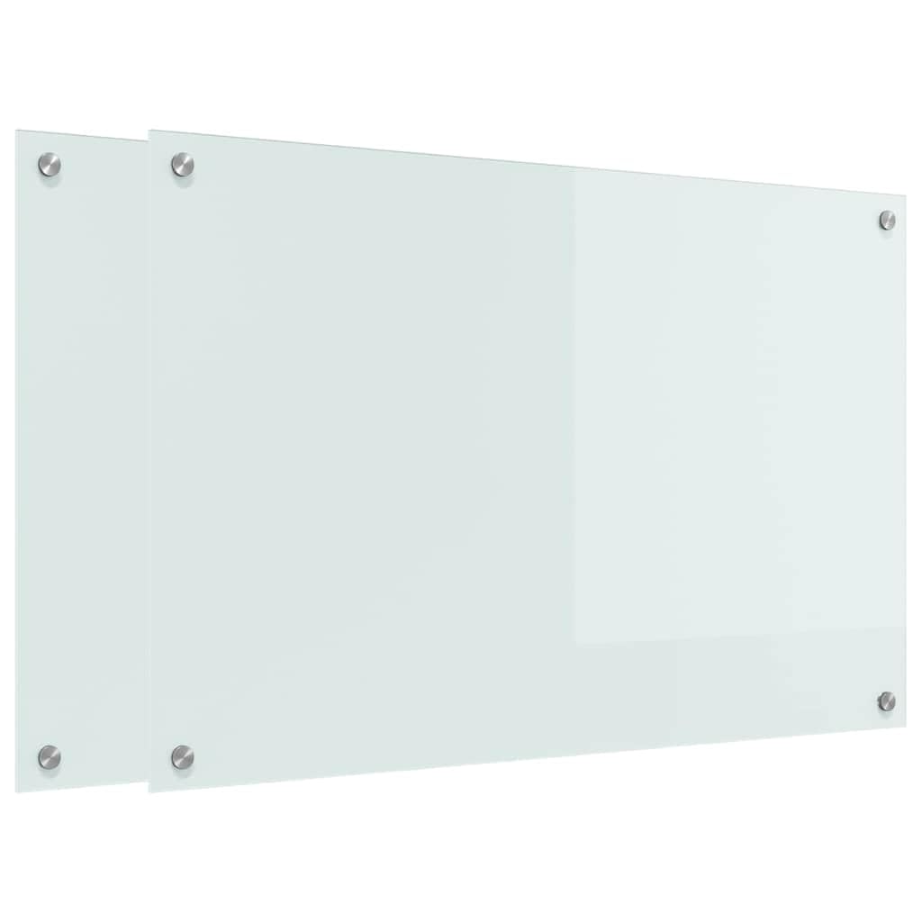 Solivagant Küchenrückwand 2 pcs Weiß 90 x 60 cm Gehärtetes Glas, Küche Esszimmer,Küchenhelfer -utensilien, 23.3 kg-3415526