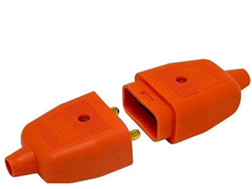 K M Electronics® 2 PIN Orange Rubber Lawnmower STRIMMER Garden Plug Socket Connector 10A AMP