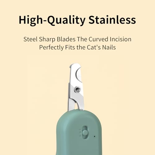 image for PAKEWAY Pet Nail Clipper with LED & -U-V Light, Cat Claw Trimmer with 