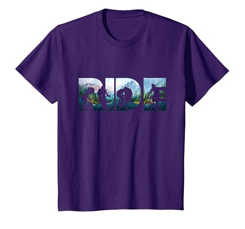 Mountain Bicycle Ride Shirt Cool MTB Downhill Mountain Biker T-Shirt, Youth, Purple, 3T