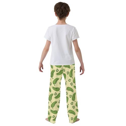 Green Pepper Boys Long Pants Soft Trousers Elastic Waist Kids Lounge Bottoms with Pockets S-XL3