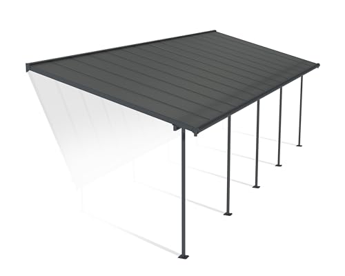 Canopia by Palram Terrassenüberdachung Alu Capri 3X8.51 Polycarbonat Hohlkammerplatten Pergola 860 x 295 cm Grau zur Überdachung ihrer Terrasse