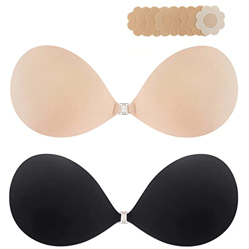 Mitaloo Silicone Sticky Bra Adhesive Invisible Bra Backless Strapless Bra Nipple Cover Pasties For Women #TOP11