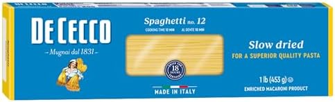 De Cecco Spaghetti No. 12 Pasta, 16 Oz, Authentic, Slow Dried, Made with Durum Wheat, Versatile Pasta for Sauces & Recipes, Made in Italy