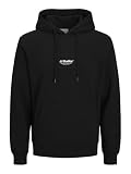 JACK & JONES Plus Size Sudadera con Capucha Estampado Negra 6X_l