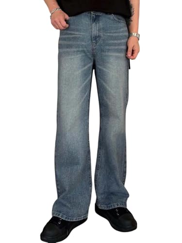 Image of KOTTY Men's Bell Bottom Jeans || Bootcut Denim | Wide Leg Flared Jeans for Men || High Waist Stretchable Retro Fit || Cotton for College Casual