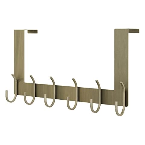 FairyCity Over The Door Hooks Door Hanger - Over Door Coat Rack with 6 Hooks,Home Decor Metal Hanger Organizer Rack for Hanging Coat, Towel, Bag, Robe, Hat(Gold) Cover