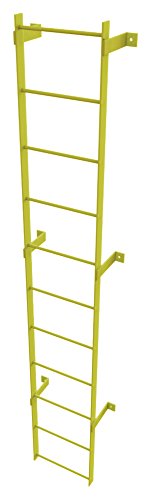 Tri-Arc WLFS0111-Y 11-Rung Standard Uncaged Fixed Steel Ladder, Safety Yellow Powder Coated Finish