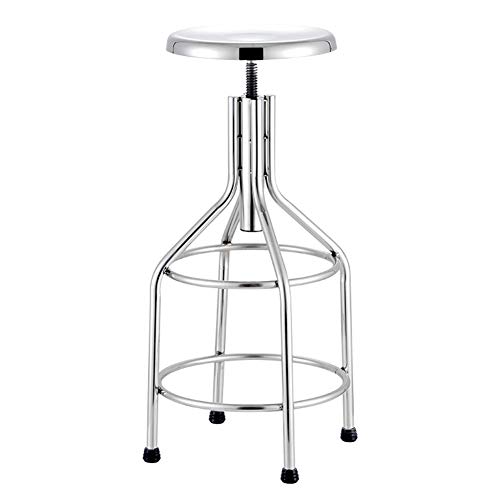 YQ WHJB Sillas De Cocina para Casa Pub,Contador Altura Taburete,Acero Inoxidable Redondo Arriba Taburetes Sillas con Reposapiés,Ajustable Giratorio Taburetes A