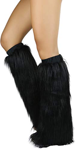 Image of ToBeInStyle Women's Faux Vibrant Fur Retro Daring 60' Inspired Ravewear Knee High Leg Warmers