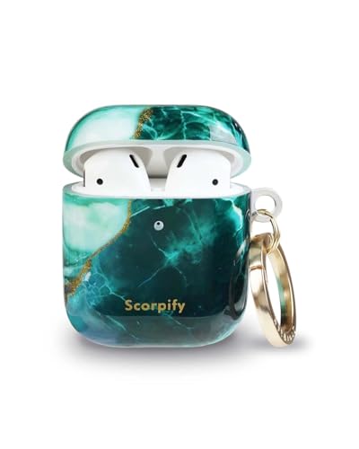 Coque AirPods 1 et 2 SCORPIFY marbre vert protection antichoc - 2