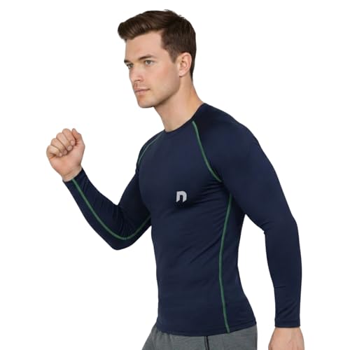Image of NEVER LOSE Men's Compression Ultima T-Shirt Top Skin Tights Fit Lycra Inner Wear Full Sleeve for Gym Cricket Football Badminton Sports Combo (Pack of 2)