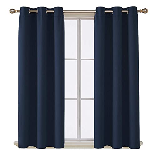 Home In Style 4U Thermal Insulated Blackout Curtains for Bedroom Windows Navy Blue Curtains 66" width x 54" drop 2 Panels