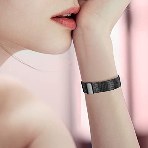Joyozy Slim Stainless Steel Band Compatible with Apple Watch 38mm 40mm 41mm 42mm 44mm 45mm 46mm Milanese Strap with Bling Glitter Case Built-in Screen Protector Dressy Bracelet Band for Women (Black 45mm)