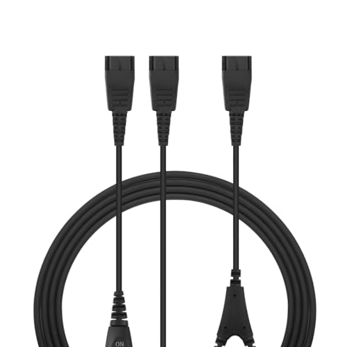 Image of GEEKRIA Y Training Cable Replacement Compatible with Jabra, Plantronics QD Headset Splitter Cable with Mic Switch/with Observer Receive-Only and 2 Quick-Disconnects for Training Purposes