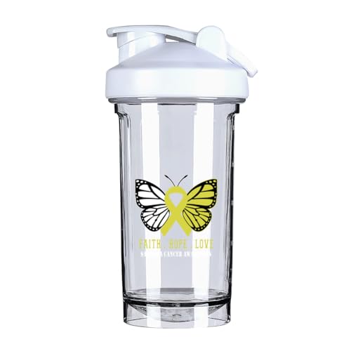 Butterfly Sarcoma Cancer Awareness 18 Ounce Shaker Bottle Drink Mixer Leak-proof Pre Workout Protein Shakes Meal Replacement Shakes Bottles 500ML/18 Oz White&-3&-3&-3