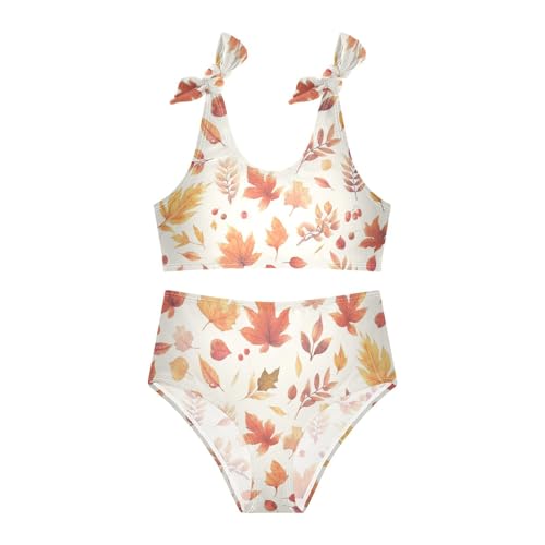 KLL Autumn Leaves Seamless Girl Two Piece Bikini Set Quick-Dry Swimsuit Swimming Suits Adjustable Strap3