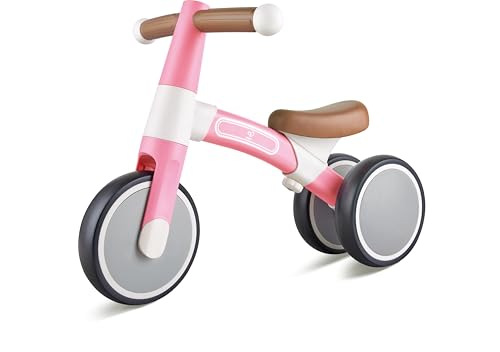 Hape Outdoor Draisienne 3 Roues Bébé Rose - Enfant 18 Mois et Plus - pour l'Équilibre, la Coordination et la Motricité - Cadre Léger en Aluminium, Siège Ergonomique & Réglable - Direction à 60°