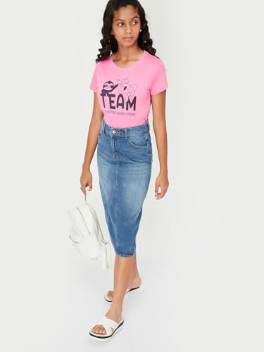 Image of Max Girl's Cotton Regular Fit Graphic Printed T-Shirt - Pack of 3