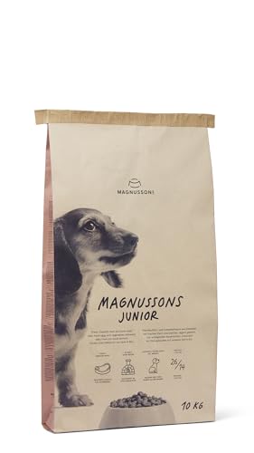 MAGNUSSONs Junior (1 x 10kg) | Hundetrockenfutter für Welpen und trächtige Hündinnen Aller Rassen | Alleinfuttermittel | Hoher Anteil an frischem Fleisch | Ofengebacken