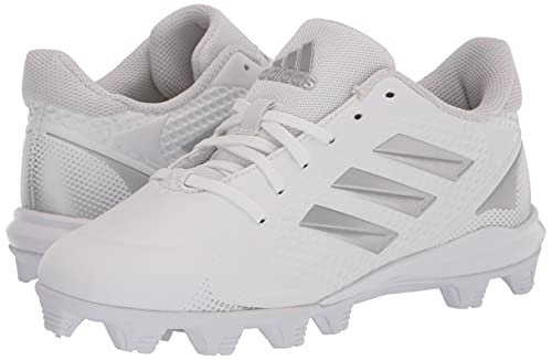 Adidas Women's Purehustle 2 Md Baseball Shoe, White/Silver Metallic/Silver Metallic, 8.5 #TOP7