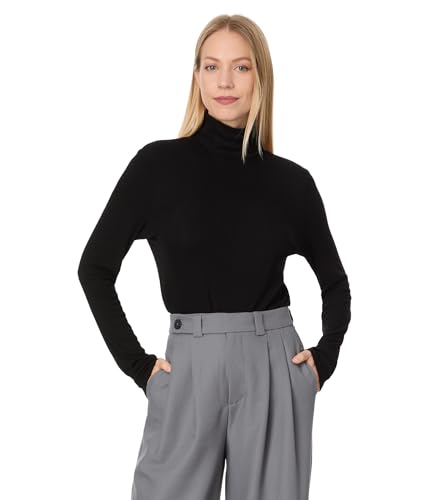 Michael Stars Women's Tara Crop Turtleneck, Black
