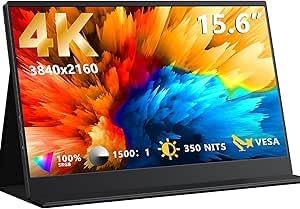 4K Portable Monitor, MAGICRAVEN 15.6 Inch UHD 3840×2160 100% sRGB Portable Screen, USB-C Mini HDMI External Second Monitor Portable with Speakers for Laptop MacBook Switch PS5/4 Xbox