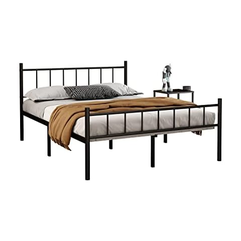 NEW JETO Full Size Platform Bed Frame-Heavy Duty Steel Slats Support Bed Frame, Metal Bed Frame Sturdy Footbed Storage Space Under The Bed, Suitable for Bedroom, Dormitory, Hotel Cover