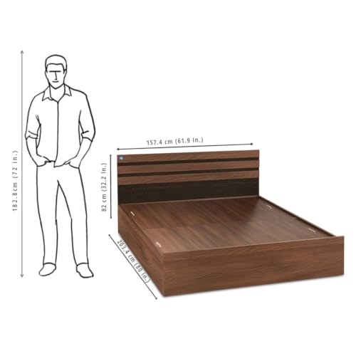 Image of DELITE KOM Cocoa Engineered Wood Queen Box Bed (Finish Color Acacia Dark Delivery Condition Knockdown)