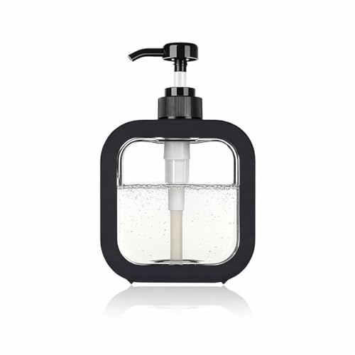 Image of RATAVA Plastic Empty Bottle Soap Dispenser for Bathroom Kitchen Large-Capacity Dispensing Bottled Hand Soap Dish Soap Shower Gel Shampoo Washing Powder Replacement Empty Bottle 1Pc(Black)
