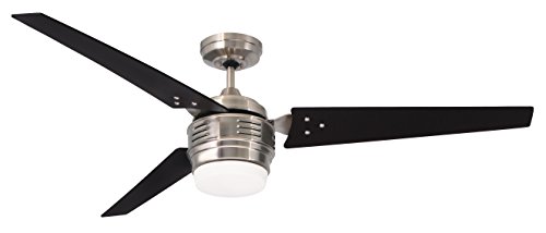 Luminance Avenue LED Ceiling Fan Large 60 Inch Fixture with Dimmable Lighting and Wall Control Contemporary Design with Downrod for Overhead Hanging, Brushed Steel/Chocolate Blades