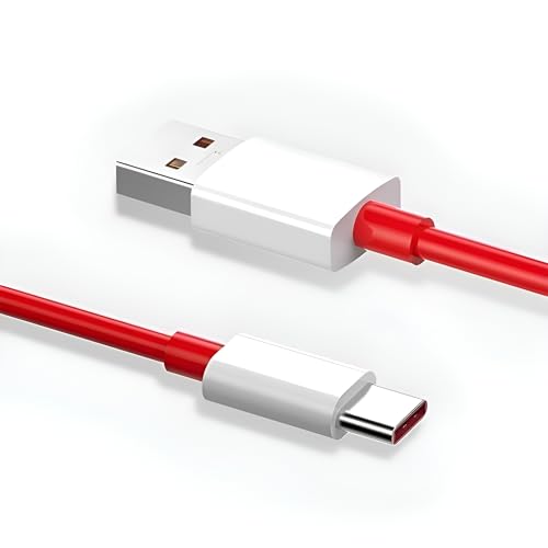 Image of Oneplus 80W Charging Cable USB to Type C Warp Charger SuperVooc /Dash Fast Charge Cable for Oneplus 11,11R,10 Pro,10R,10T,9RT,9R,8R,8T Charge Cable for 6 /6T /7 /7T,Nord,Ce2 Lite 5G,Ce 3 5G,Ce3 Lite, Red