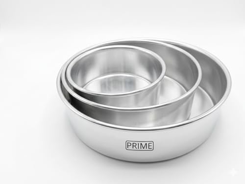 Image of Prime Bakers and Moulders Round Cake Baking Pan Aluminum Tin Mold for Oven (8,9,10 Inch)