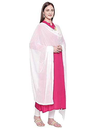 Woman's Plain Chiffon Dupatta with border lace2