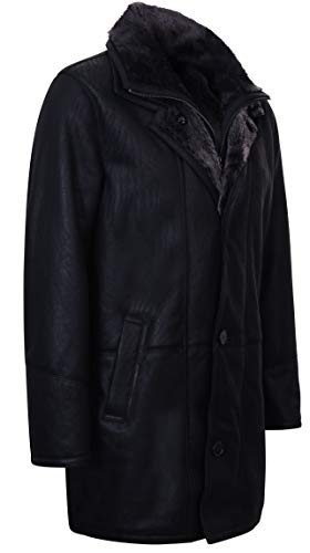 Men's Warm Black Nappa Leather Shearling Sheepskin Coat3