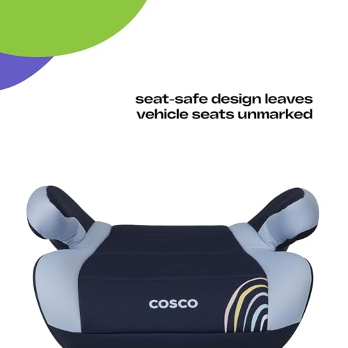 Image of Cosco Topside Backless Booster Car Seat, Lightweight Booster Seats for Cars 40-100 lbs, Backless Booster Seat for Car, Rainbow