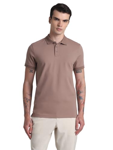 Image of JACK & JONES Men's Cotton Solid Slim Fit Polo T-Shirt
