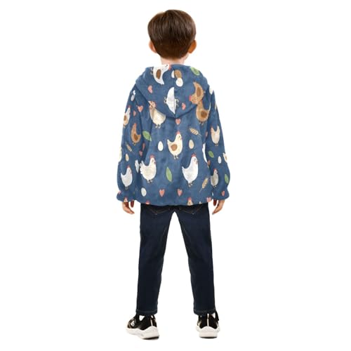 Chicken Eggs Leaves Hearts Pattern Toddler Fleece Jacket Girl Boys Hooded Fleece Jacket Coat4