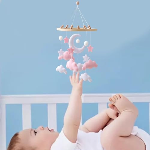 Crib Suspending Toy, Cloud Mobile Bassinet Decoration, Soft Felt Hanging Toy for Baby Girls Boys Baby Nursery Playtime Entertainment Bedside Sleep Soothing Room – Image 5