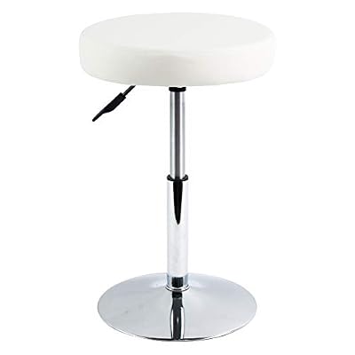 FURWOO Short Round PU Leather Shop Stool Height Adjustable Stool Swivel Counter Stool Office Stool Chair SPA Salon Stool Manicure Stool Tattoo Stool Small(White)