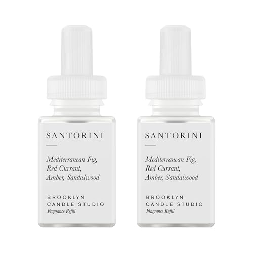 Pura & Brooklyn Candle Studio Home Scent Refill - Smart Air Diffuser - Up to 120-Hours of Luxury Fragrance per Refill - Home Essential - Clean & Safe Diffuser Fragrance - 2 Pack, Santorini