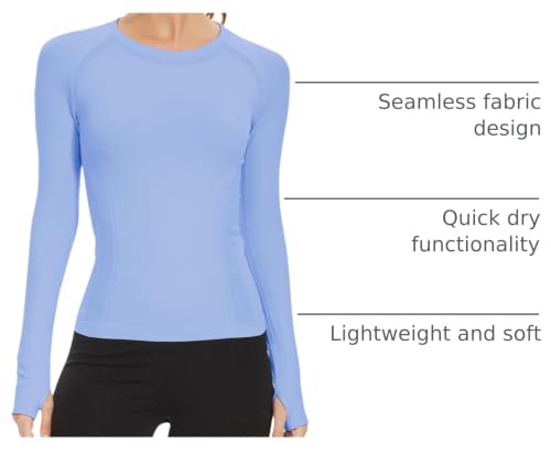 Image of MathCat Workout Shirts for Women Long Sleeve, Workout Tops for Women, Quick Dry Gym Athletic Tops,Seamless Yoga Shirts XS-XL
