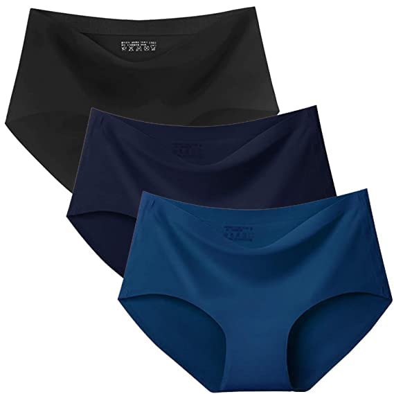 Image of LOURYN KOULYN Women Cotton Silk Seamless Everyday Panty Combo Set Girls and Women Innerwear Briefs Hipster Medium Waist Panties Random Multicolor (Pack of 3)