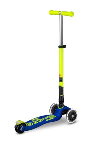 Image of Micro Kickboard | Maxi Foldable LED Kids Scooter for Ages 5-12 | Children up to 110 lbs | 3 Wheel Lean-to-Steer Design | Adjustable T Bar | Smooth Ride, Motion Activated PU LED Wheels | Swiss Design