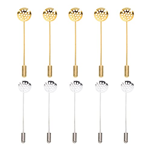 Jewelry Tray 10pcs Zinc Alloy Round Tray Lapel pin Brooch pin Blanks DIY Lapel pin Stick Safety Brooches Metal Tray