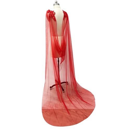 KMGDM Estola de malla desmontable adornada con encaje, elegante accesorio de boda para ceremonias de damas de honor