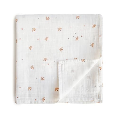 Image of mushie Muslin Baby Swaddle Blanket | 100% Organic Cotton (Sparrow)